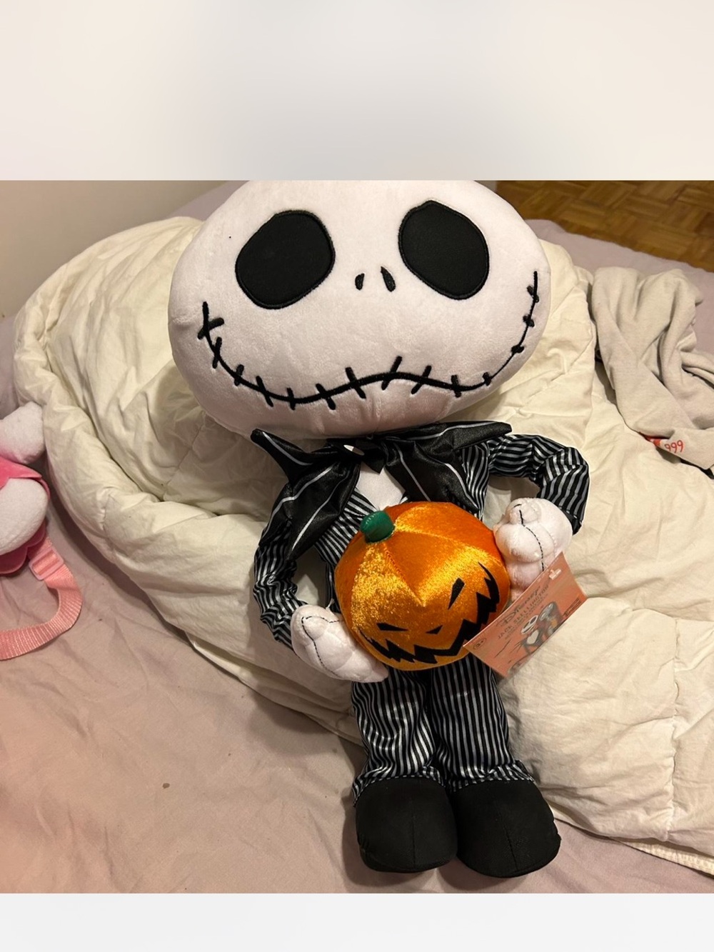 Disney Jack Skellington Plush with Orange Pumpkin - Halloween decoration